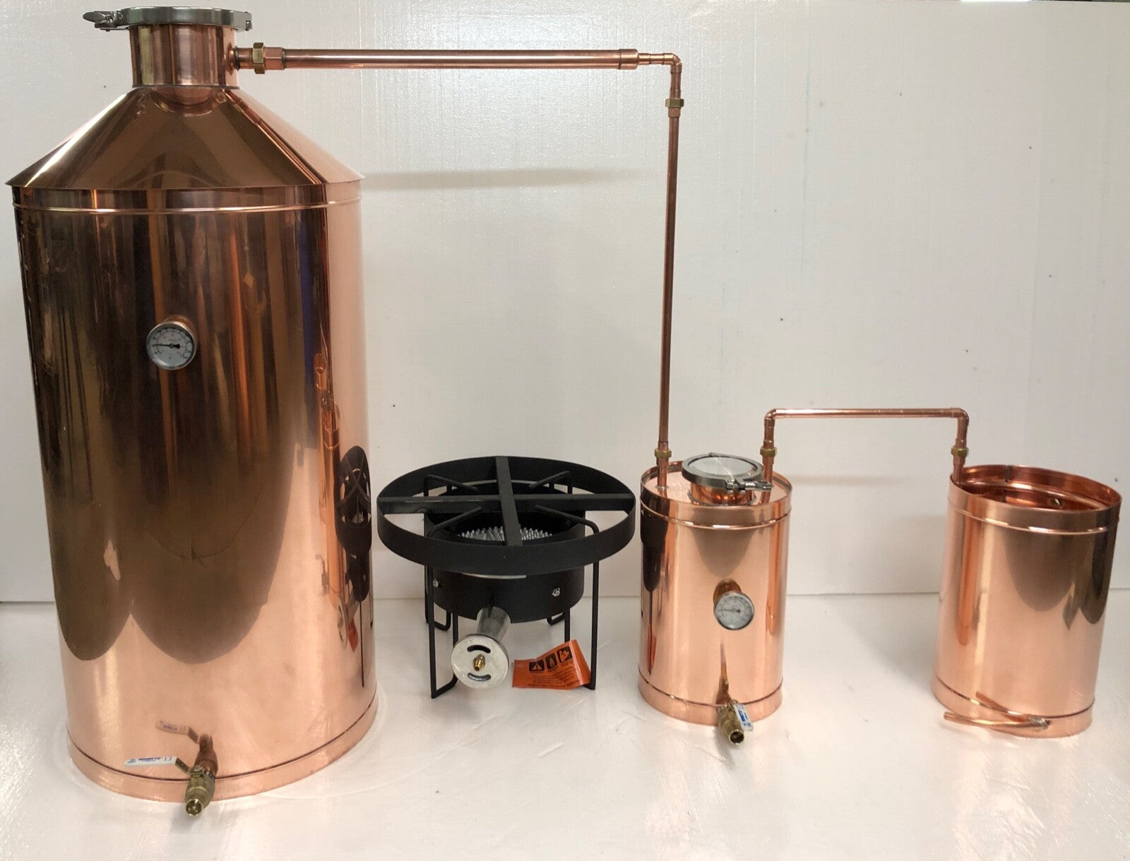 50 Gallon Copper Moonshine Still with Custom 220,000 BTU Propane Burner